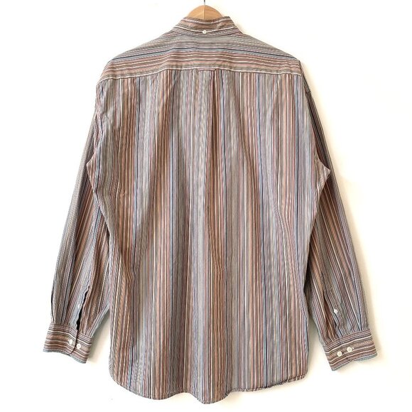 Faconnable Mens Button Down Cotton Dress Shirt XXL Multi Color Stripes - Picture 2 of 12